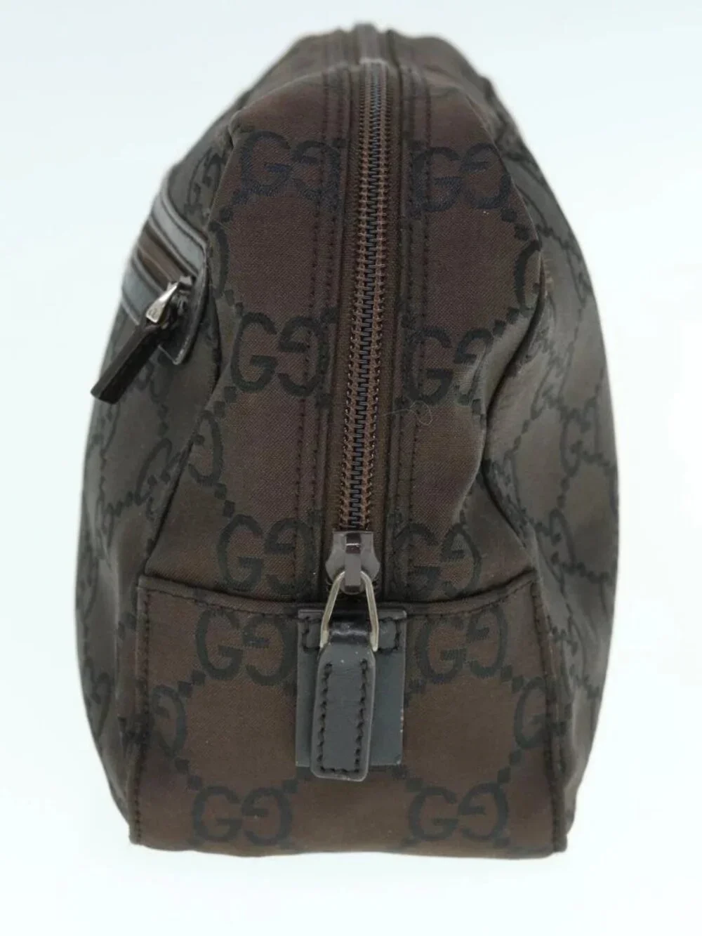 GUCCI GG Canvas Clutch Bag Dark Brown 112253 Auth 62829